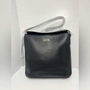 J. Crew Berkeley Shoulder Bucket Bag Black Leather *Monogrammed MRK* $228 CH240